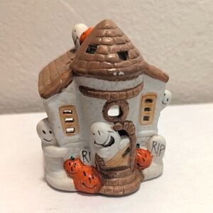 Vintage Halloween Haunted House Candle Holder